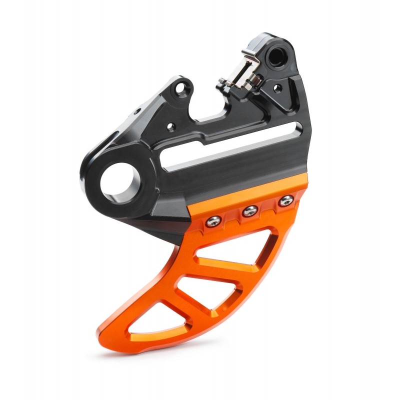 Brake caliper support with brake disc guard